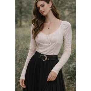 Celyn B. Ethereal Fairycore Ruched Long Sleeve Top Medium White Romantic Soft